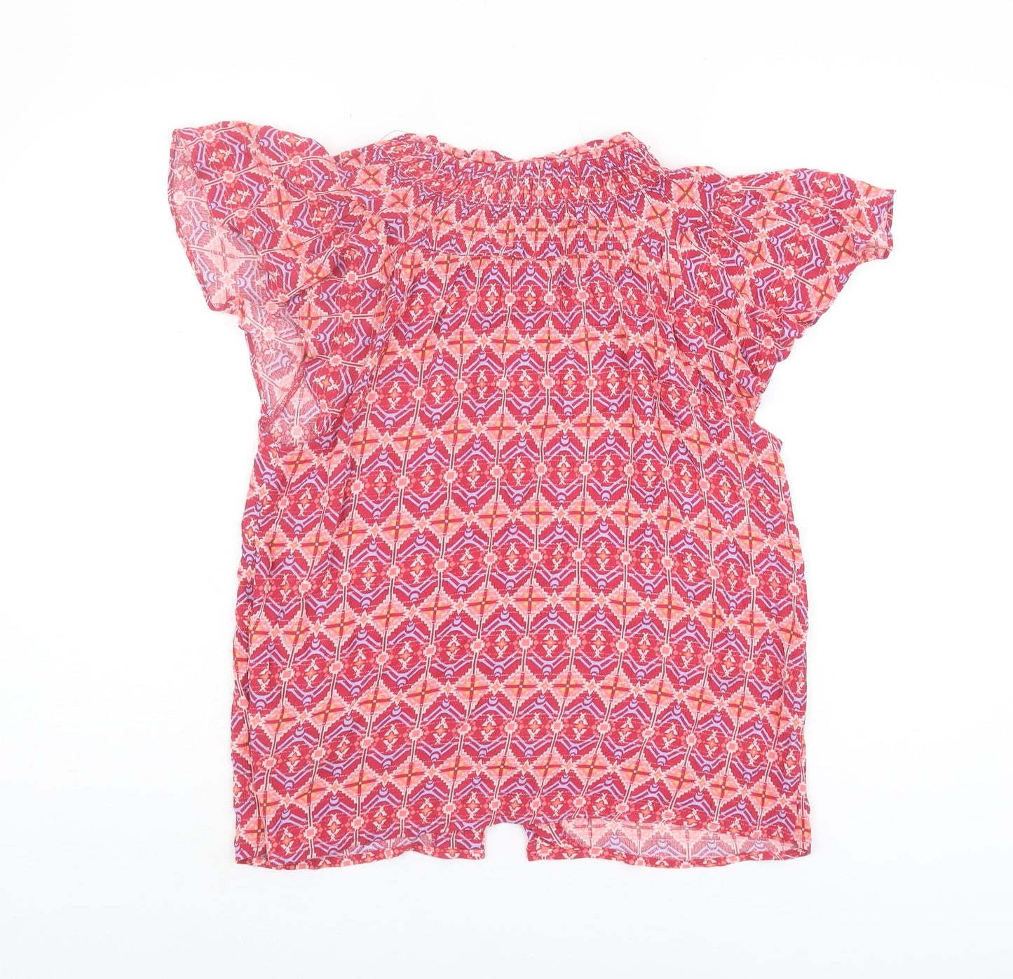 Monsoon Women's Pink Geometric Cap Sleeve Top, Size S