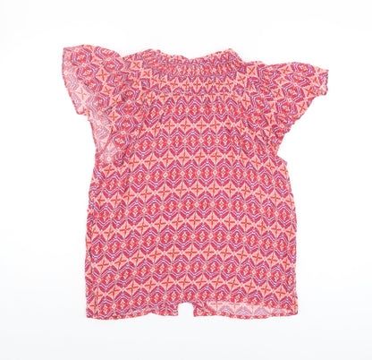 Monsoon Women's Pink Geometric Cap Sleeve Top, Size S
