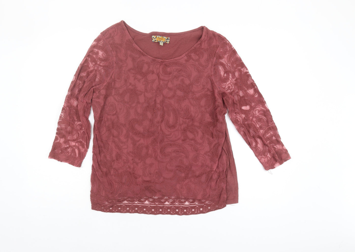 Next Women Red 3/4 Sleeve Lace Blouse UK 16