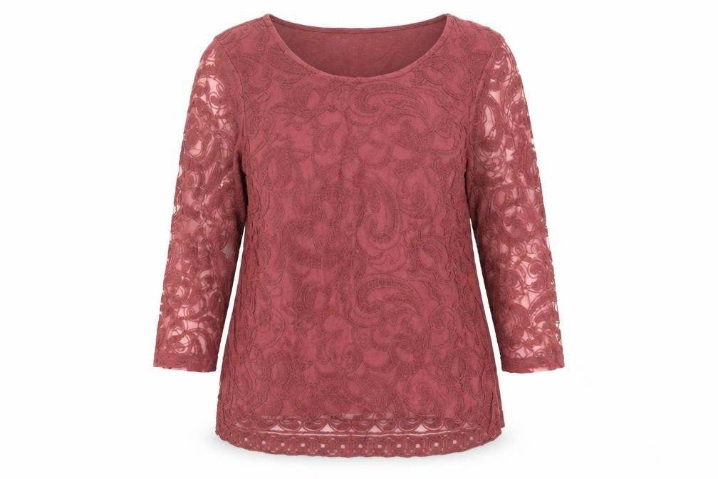 Next Women Red 3/4 Sleeve Lace Blouse UK 16