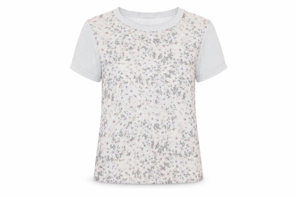 Jigsaw Women's Grey Floral T-Shirt, Size S