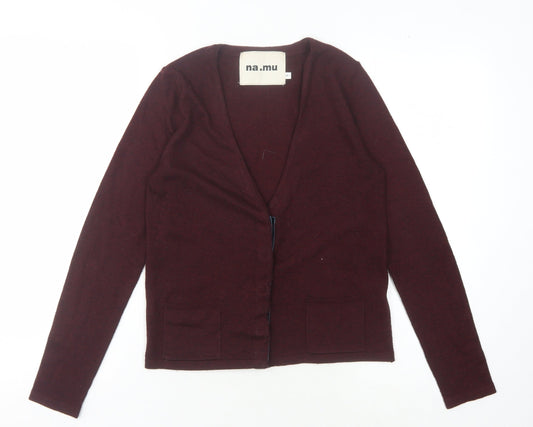 na.mu Women's Brown Cardigan, Size 2, V-Neck, Knit