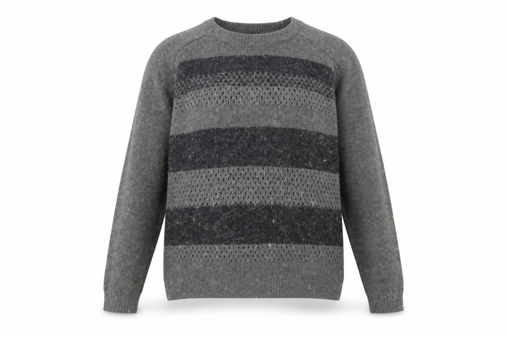 ASOBIO Grey Striped Women's Pullover Jumper M