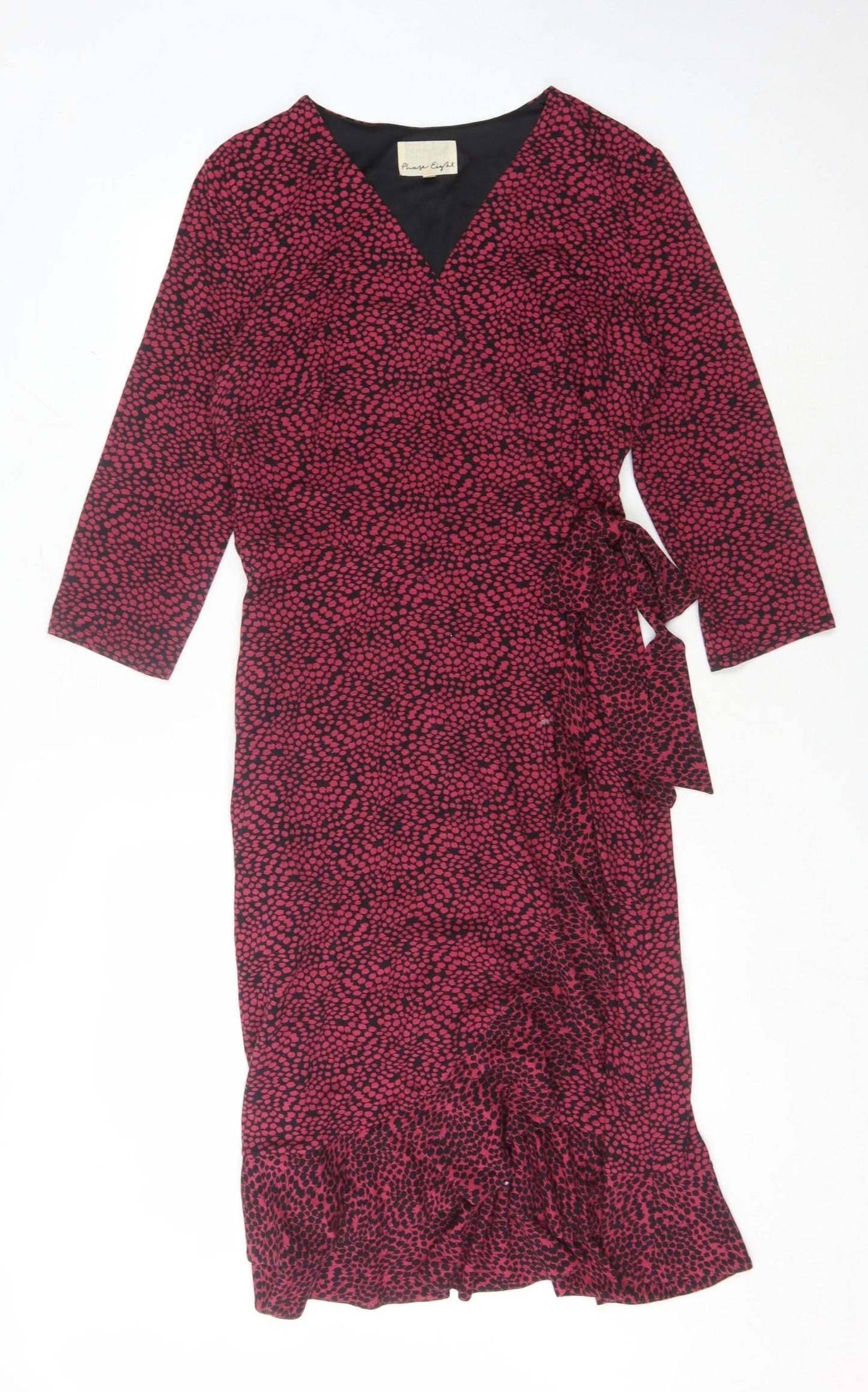 Phase Eight Women's Pink Animal Print Wrap Dress Size 14