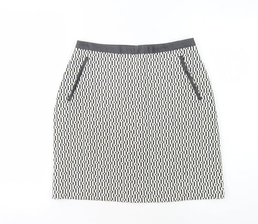 Oasis Women's Black Geometric Pencil Skirt Size 8