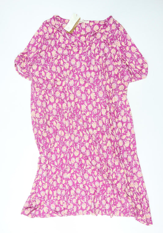Woolovers Women's Pink Floral Shift Dress Size L