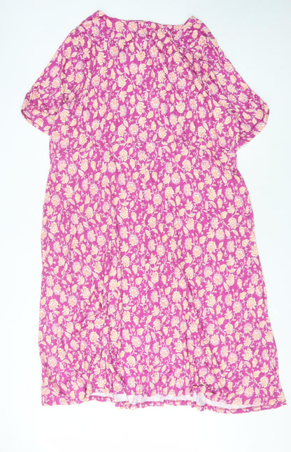 Woolovers Women's Pink Floral Shift Dress Size L