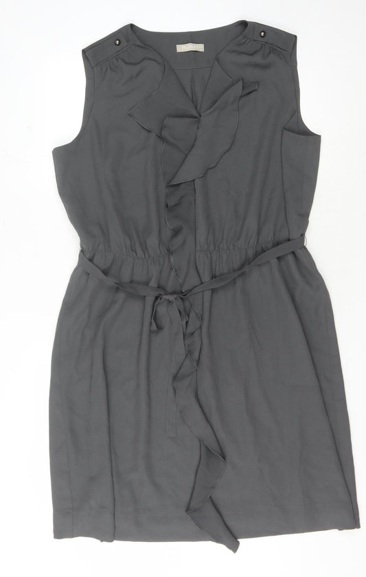Planet Women's Grey Knee Length Sleeveless Wrap Dress