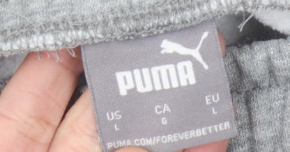 Close-up detail of Puma Men's Grey Sweatpants L Size Casual Wear