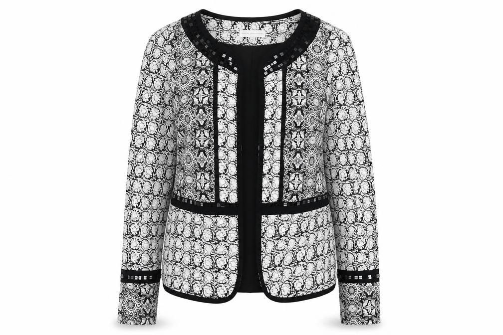 Rocha John Rocha Women's Black Geometric Blazer, Size 12