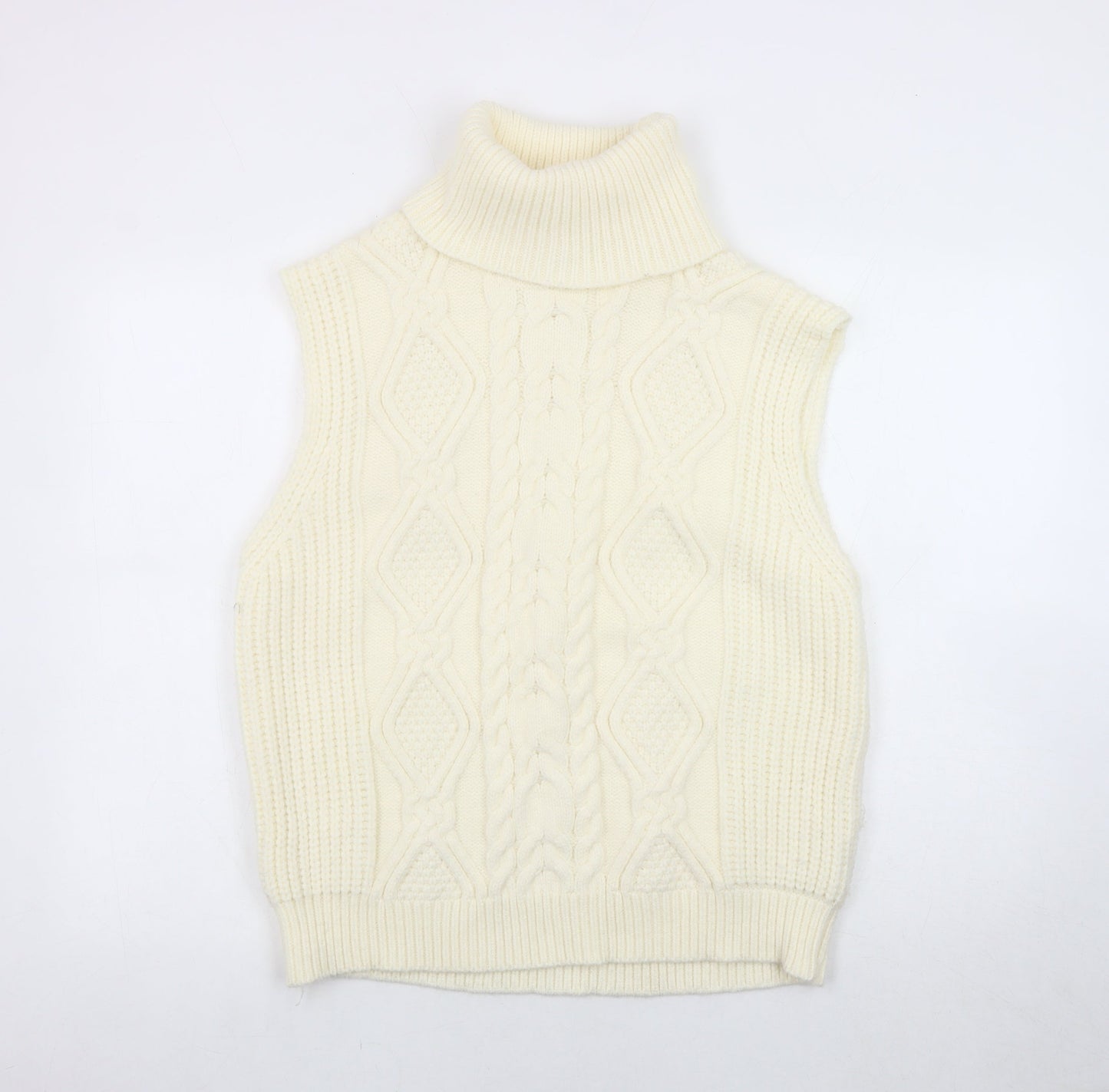 Pink Vanilla Women's Ivory Roll Neck Vest M/L