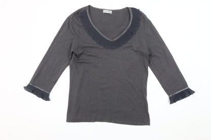 Marks & Spencer Grey Ruffle Blouse Women Size 14