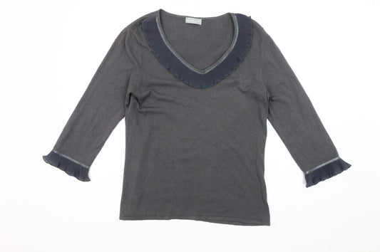Marks and Spencer Grey Ruffle Blouse Women Size 14