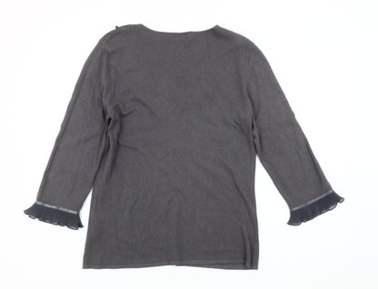 Marks & Spencer Grey Ruffle Blouse Women Size 14