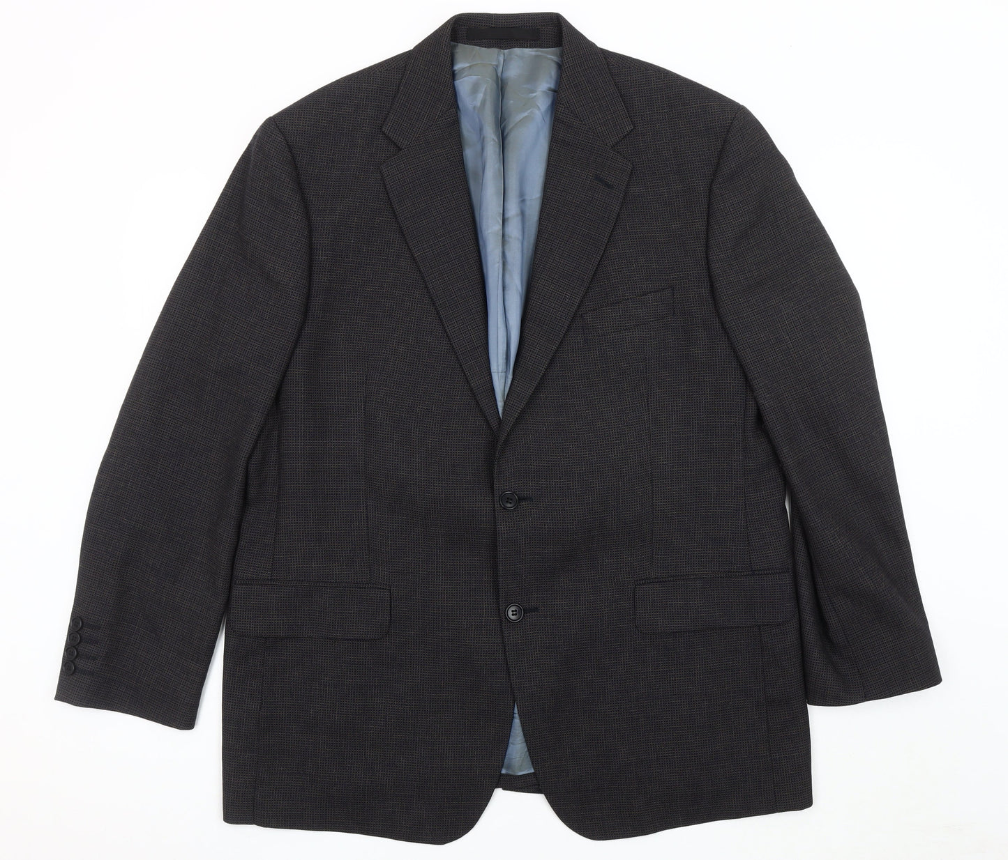 Marks and Spencer Men's Navy Check Wool Blazer, Size 44R