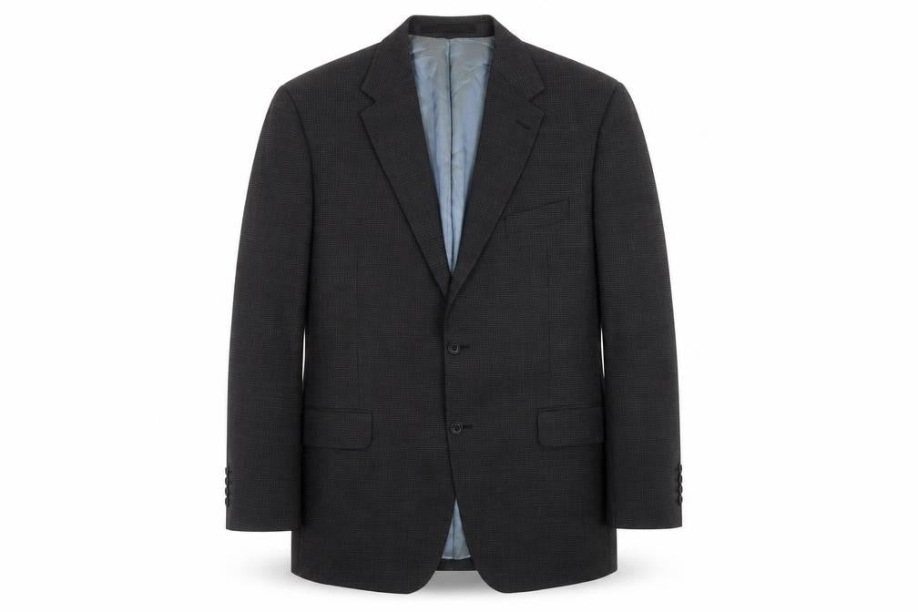 Marks & Spencer Men's Navy Check Wool Blazer, Size 44R