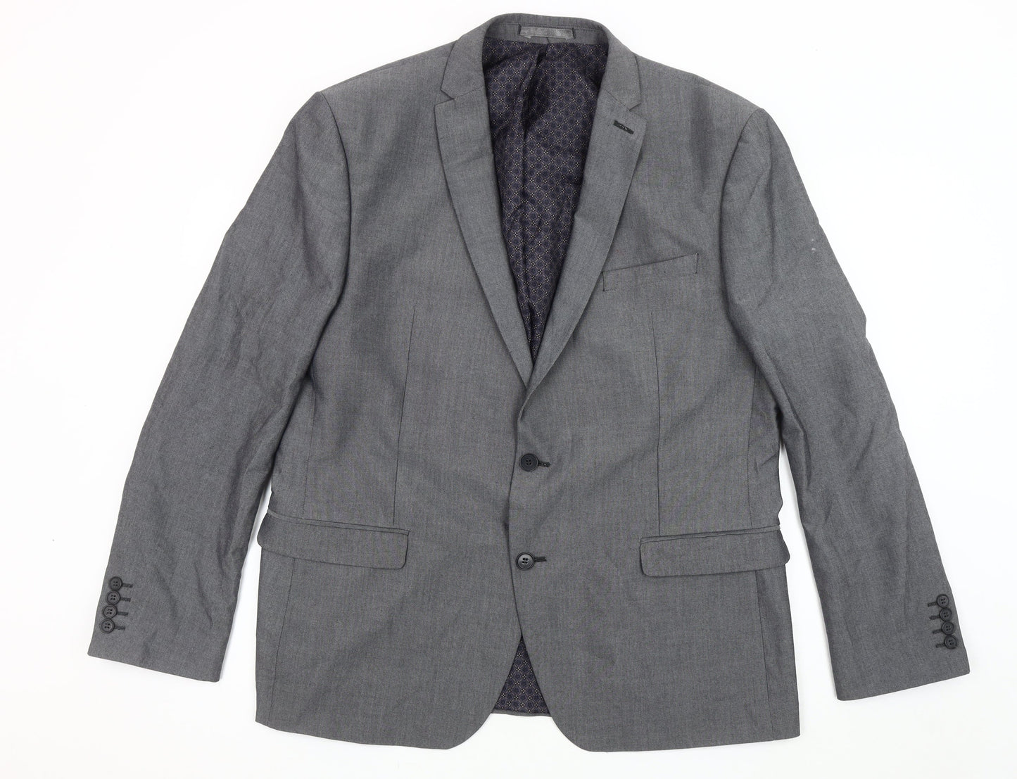 Limehaus Men's Grey Suit Jacket 46R Regular Fit