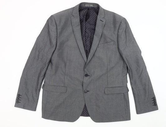 Limehaus Men's Grey Suit Jacket 46R Regular Fit