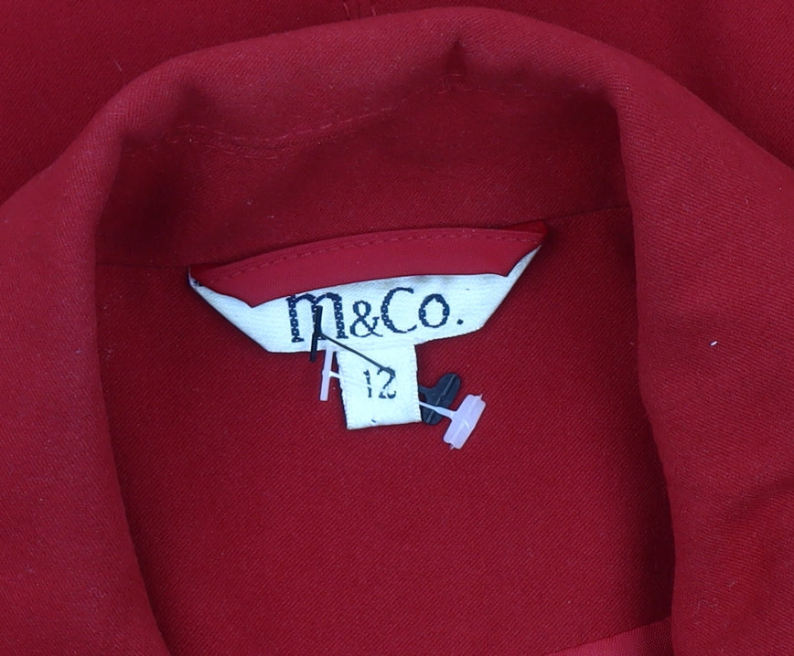 M&Co Women's Red Zip Jacket Size 12 Regular Fit