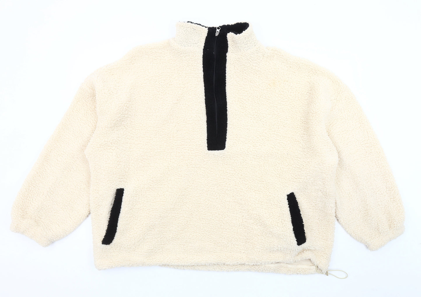 Boohoo Women's Ivory Fleece Sweatshirt - Medium