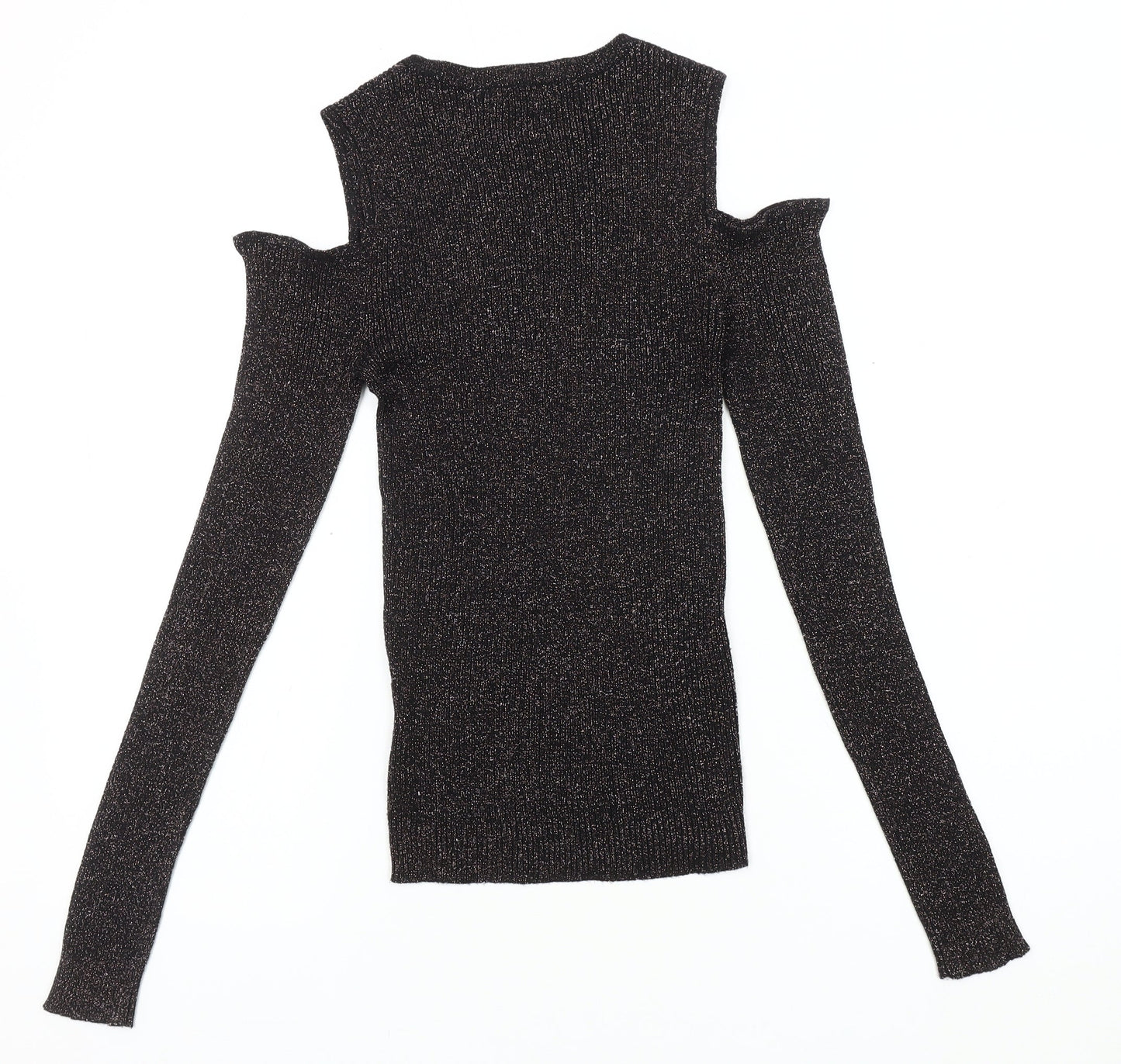 Brave Soul Women's Black Knit Cold Shoulder Blouse