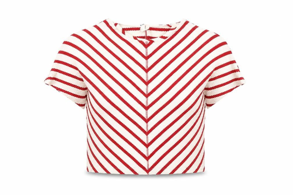 River Island Women's Red Striped Cropped T-Shirt M
