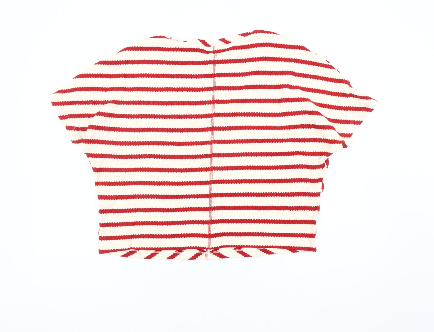 River Island Women's Red Striped Cropped T-Shirt M