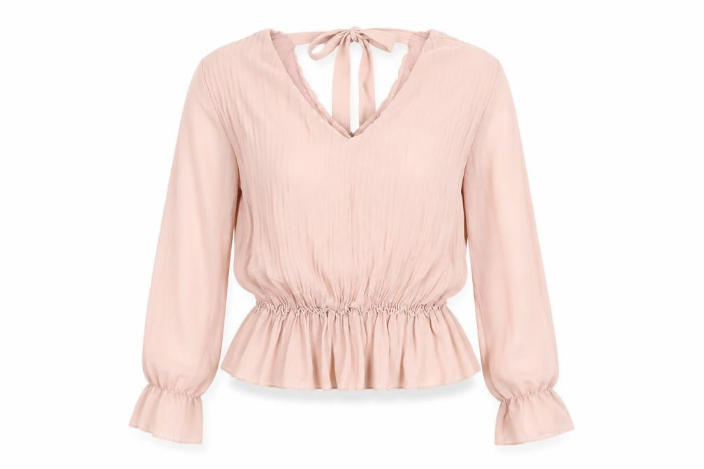 Quiz Women's Pink Tunic Blouse Long Sleeve V-Neck