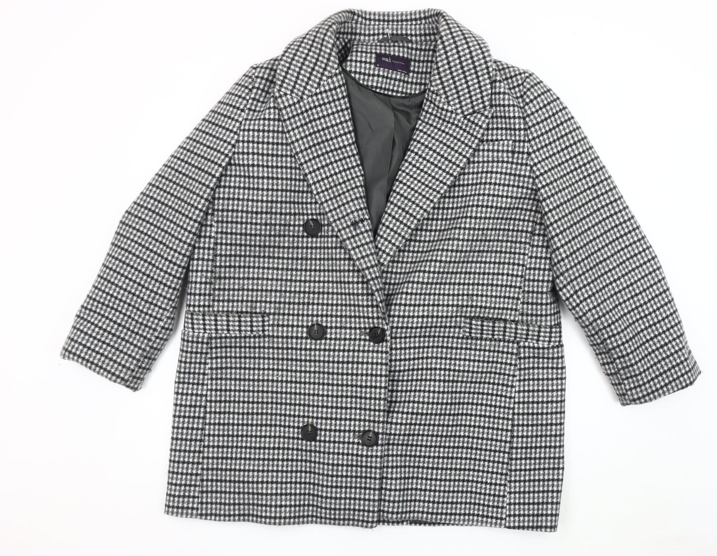 Marks and Spencer Women's Black Tweed Coat Size 16