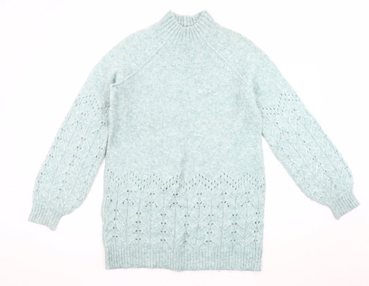 M&Co Women's Green High Neck Pullover Jumper, UK 12