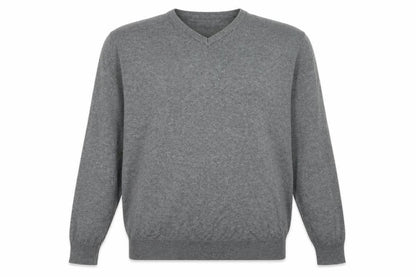Front view of Thomas Nash Men's Grey V-Neck jumper M
