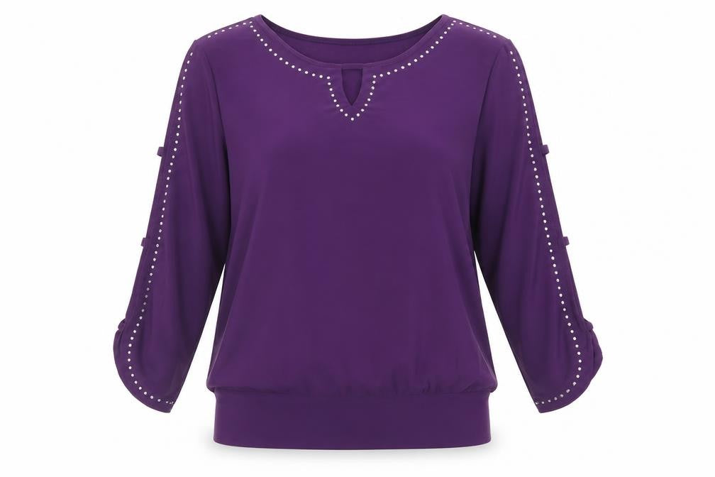 Klass Women's Purple Studded Blouse, Size M