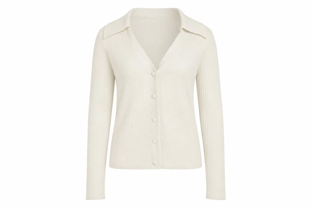 Vero Moda Women's Ivory Cardigan XS Collared Knit