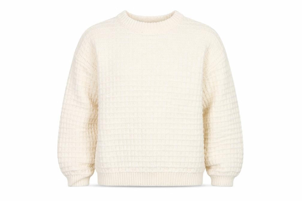 B.Young Women's Ivory Waffle-Knit Pullover Jumper