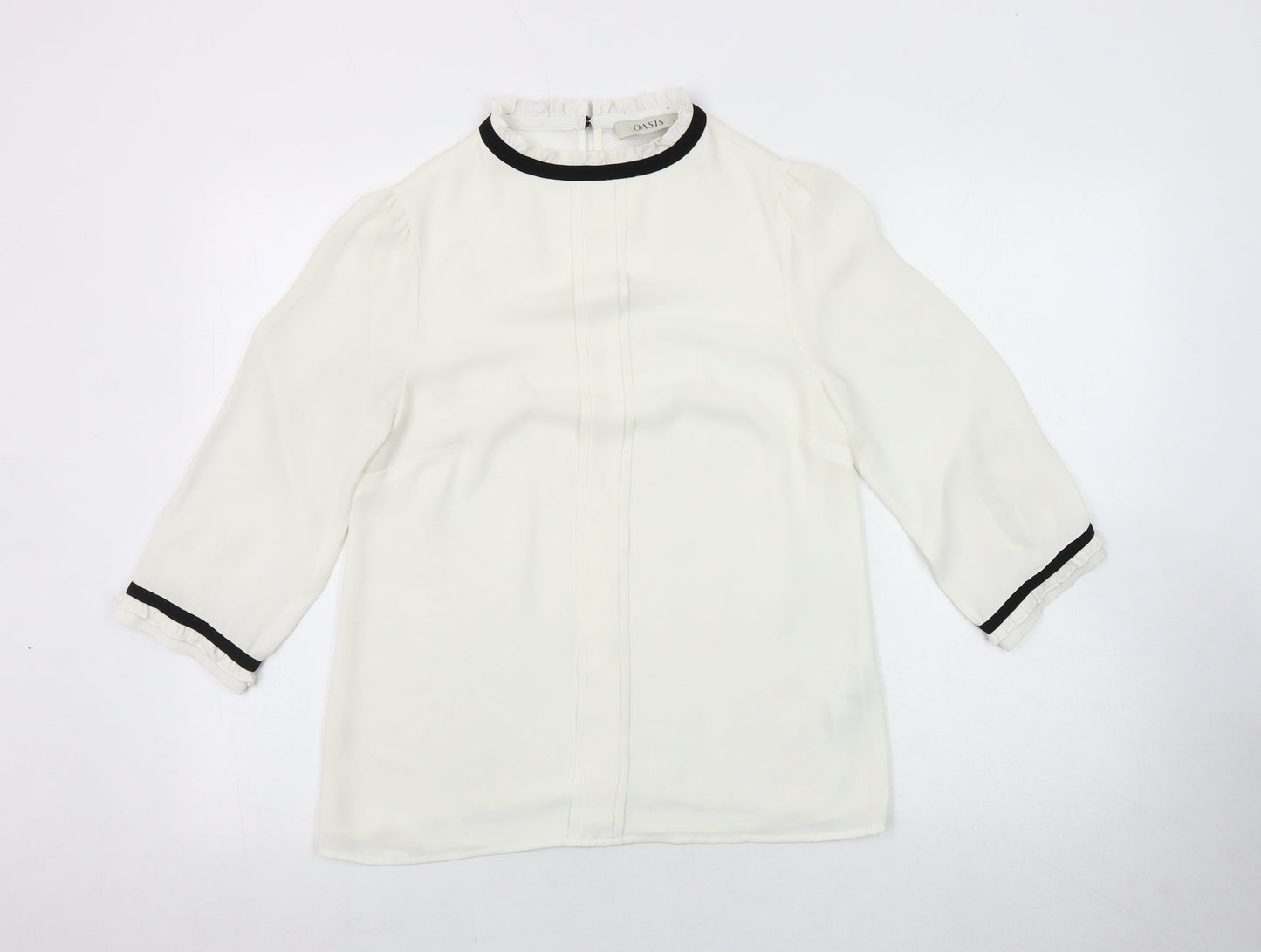 Oasis Women Ivory High Neck Blouse Size 8