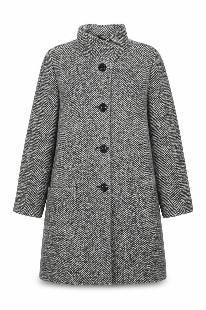 Basler Womens Grey Herringbone Overcoat Size 14