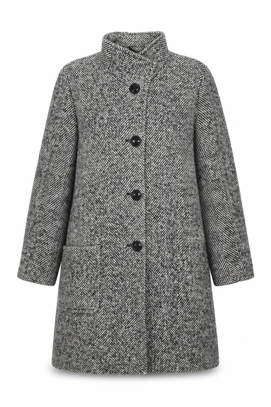Basler Womens Grey Herringbone Overcoat Size 14