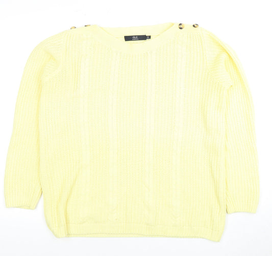 ISLE Women's Yellow Cable-Knit Pullover Jumper M
