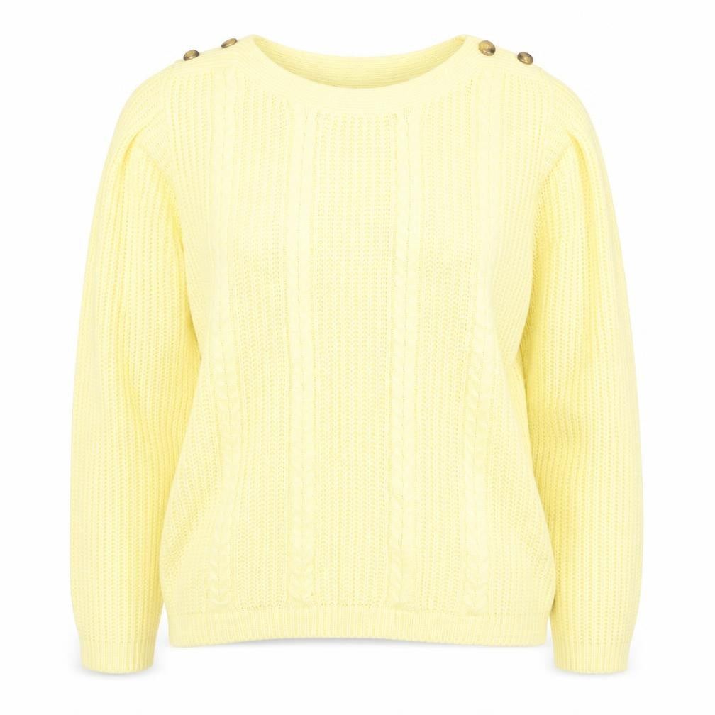 ISLE Women's Yellow Cable-Knit Pullover Jumper M