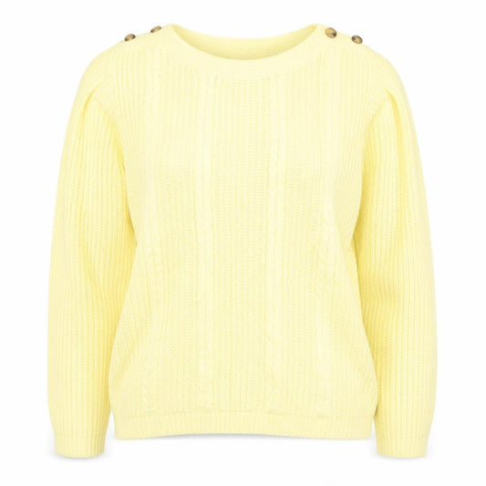 ISLE Women's Yellow Cable-Knit Pullover Jumper M