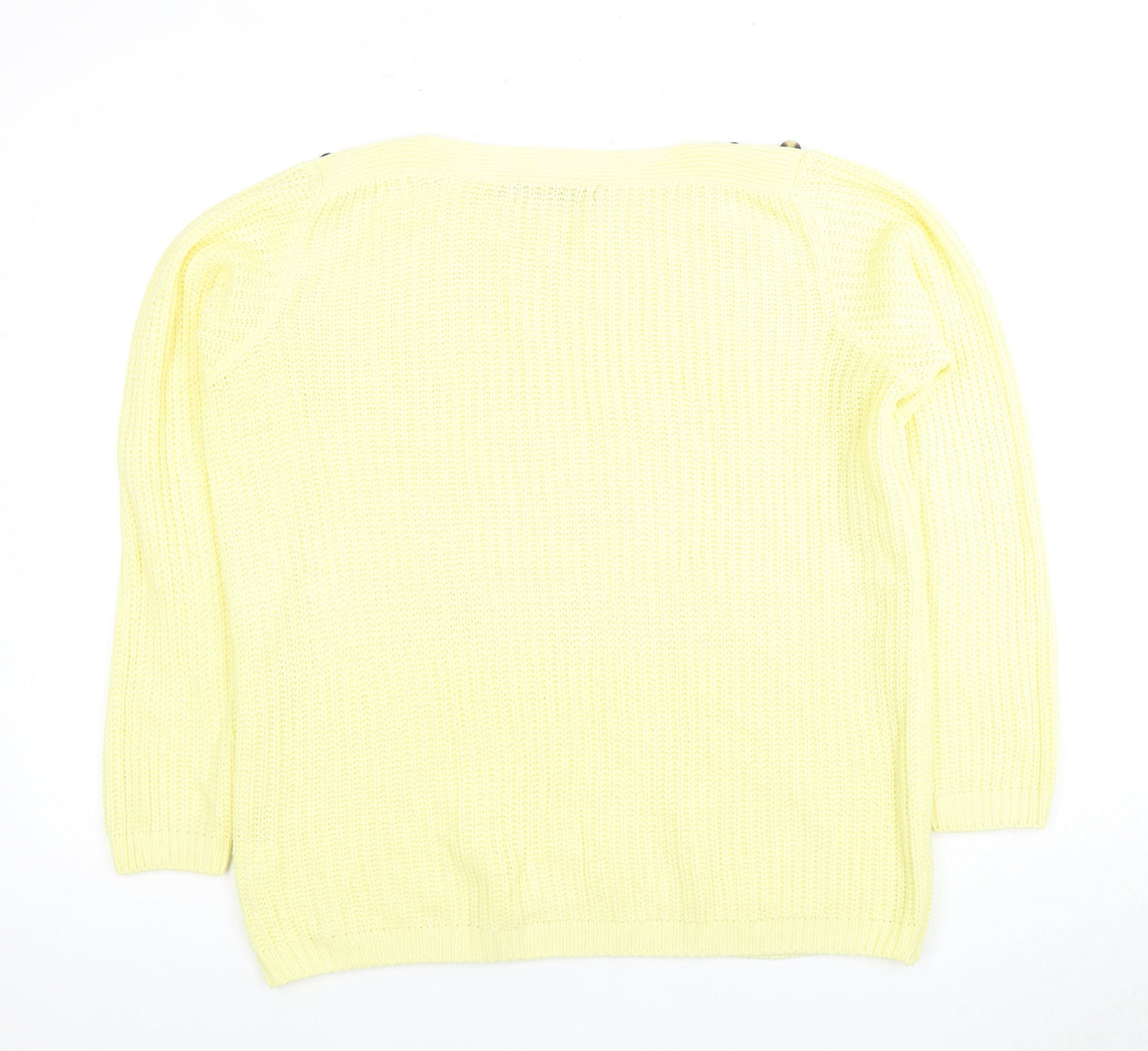 ISLE Women's Yellow Cable-Knit Pullover Jumper M