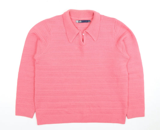 Isle Women's Pink Collared Jumper Size M