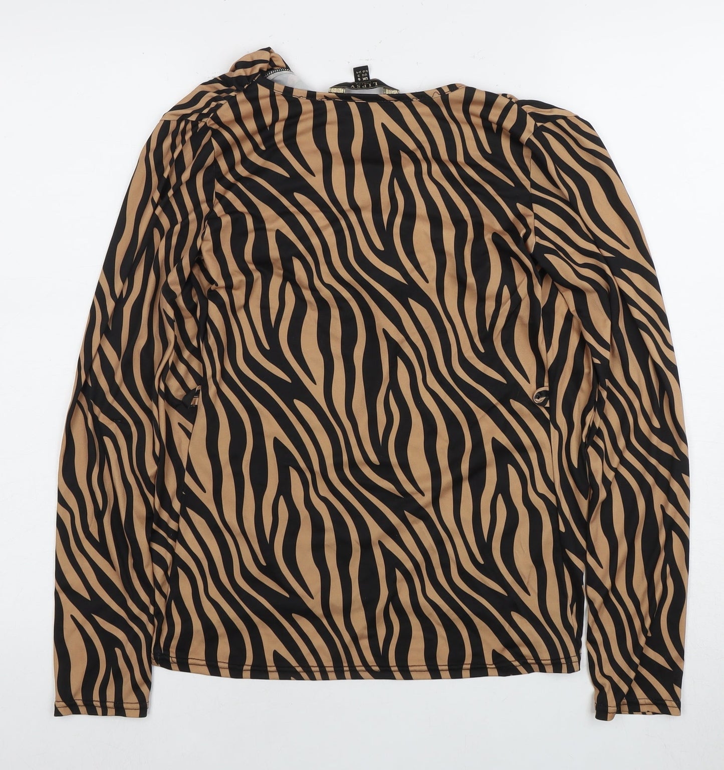 Lipsy Women's Brown Animal Print Cowl Neck Blouse