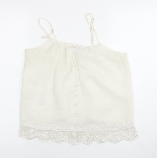 Vero Moda Women's White Camisole M Button Accent