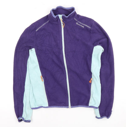Additional front view of Quechua girls’ purple blue fleece jacket, size 14, years