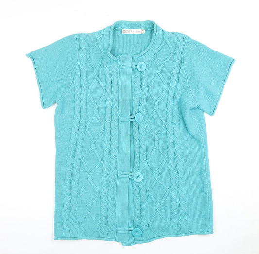 EWM Women's Blue Short Sleeve Cardigan Size 14