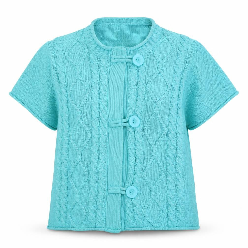 EWM Women's Blue Short Sleeve Cardigan Size 14