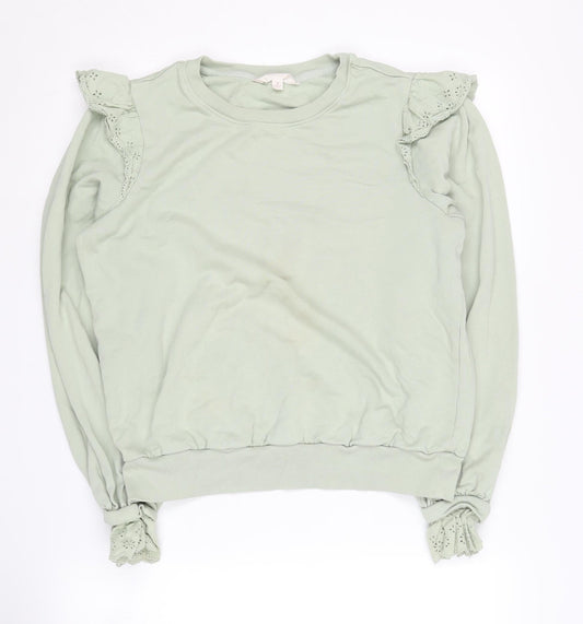 Marks & Spencer Women's Green Ruffle Sweatshirt, Size 12