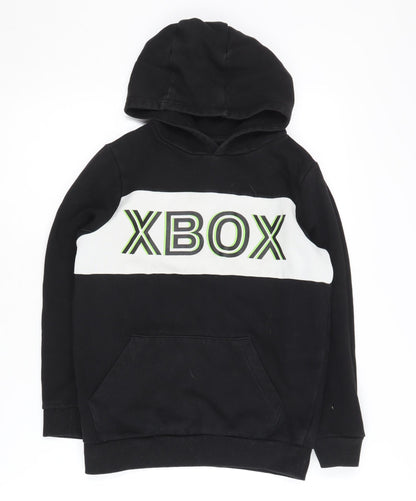 Additional front view of XBOX boys’ black pullover hoodie 9-10 years gaming logo