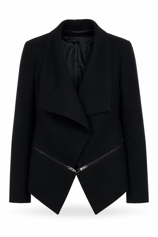 Front view of Zara Woman Black Wool Blend Jacket, S, Autumn/Winter Casual